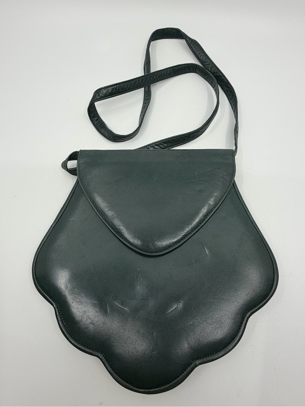 Charles Jourdan teal green Scallop-Edge Shoulder Bag